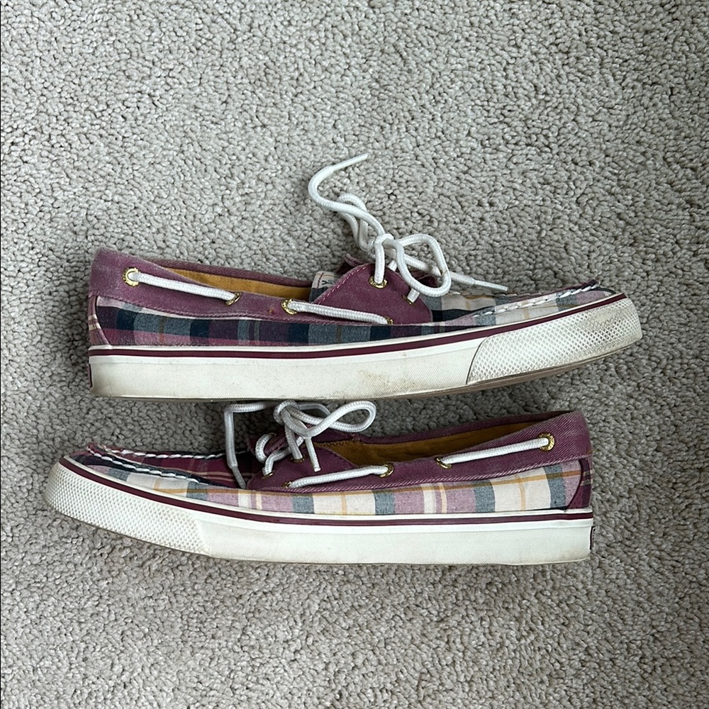 Sperry Top-Sider Madras Plaid Boat Shoes, 8 - Picture 3 of 5